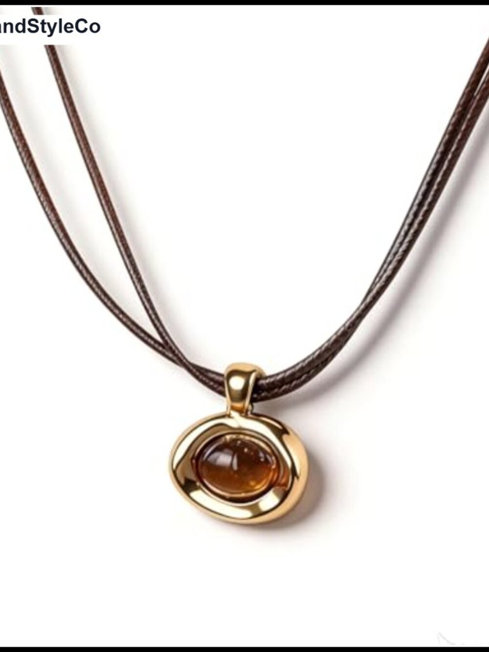 Tigers Eye Necklace for Women Gold Stone Pendant Double Leather Chunky Vintage